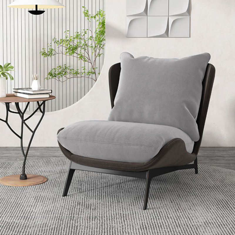 Popular Soft Living Room Chair Accent Chair Furniture Bedroom Modern Gray Arm Single Sofa Chair
