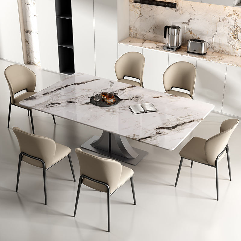 High Quality Modern Dining Table Set Italian Simple Design Dinner Table Luxurious Black Marble Square Dining Table With Chairs